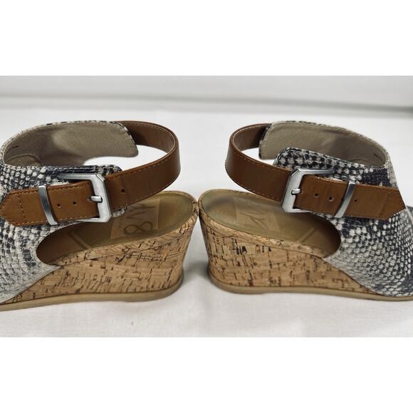Dolce Vita dv8 Sandals Sz-7 Gray Snake Print Cork Wedge Strap Buckle Trendy - Picture 11 of 16